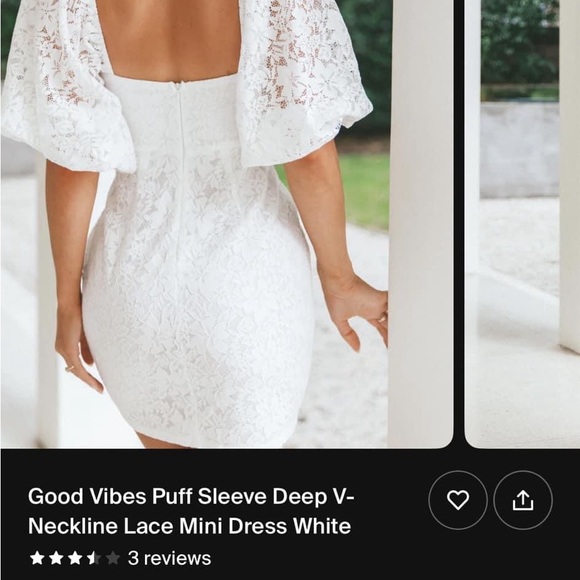 Selfie Leslie Mini White Puff Sleeve Dress - Picture 4 of 5